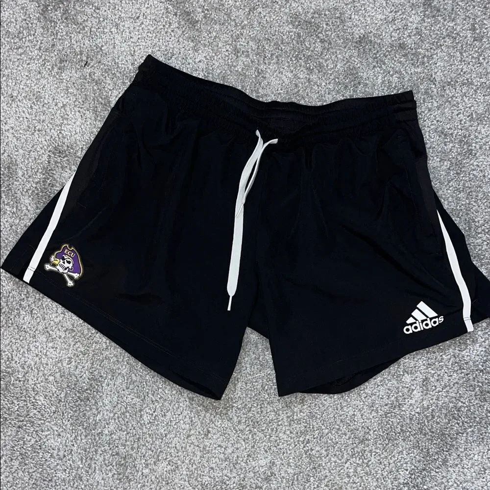 Adidas ECU East Carolina Pirates women’s stretch zipper pockets running shorts L